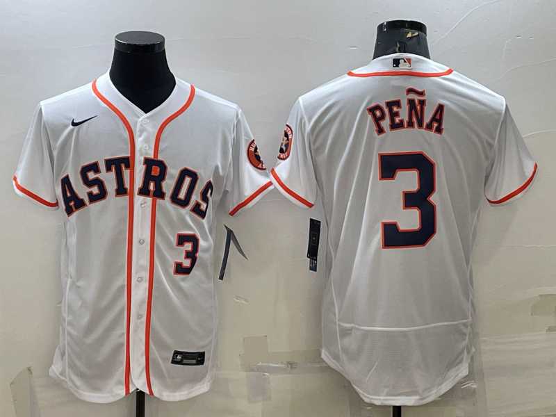 Men%27s Houston Astros #3 Jeremy Pena White Stitched MLB Flex Base Nike Jersey